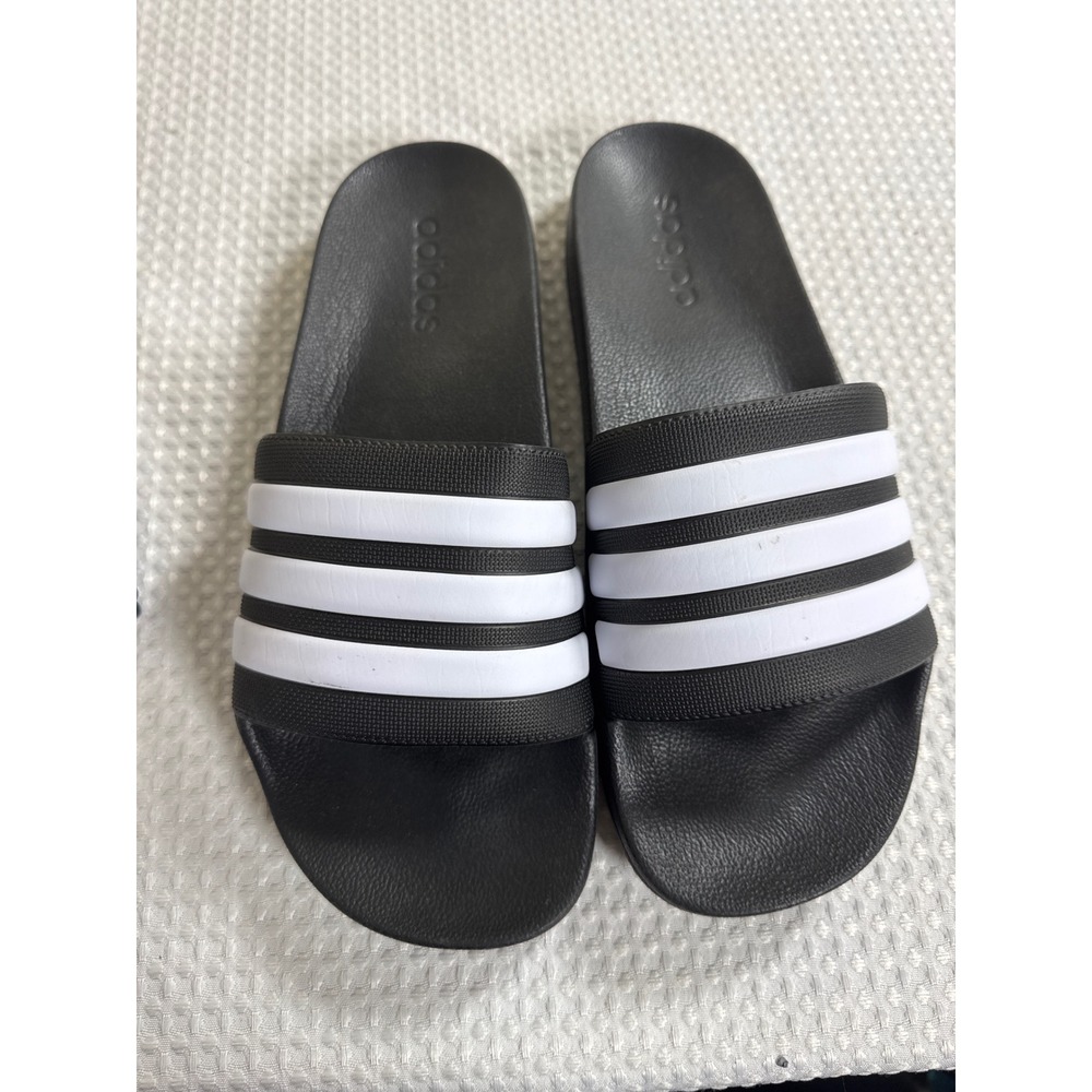Adidas Slides Mens Size 12 Adilette Black White EUC